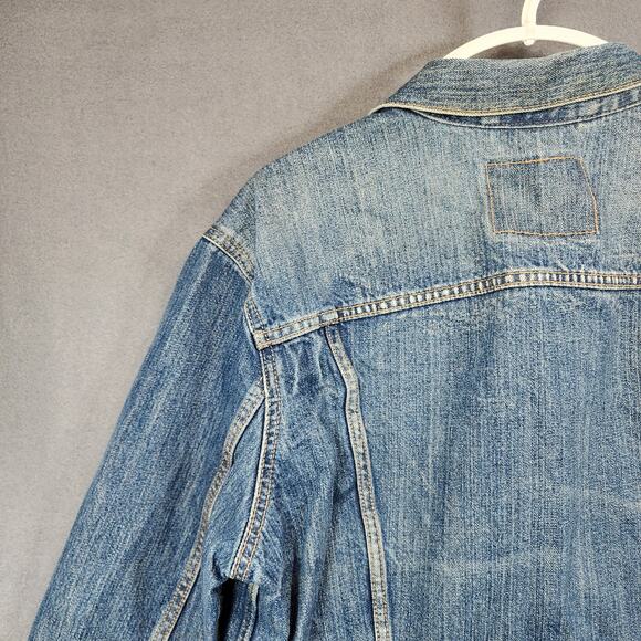 Levis Mens Jean Jacket XL Trucker 72334 Type 3 Blue Bleach Wash Distressed Chore - Picture 14 of 16